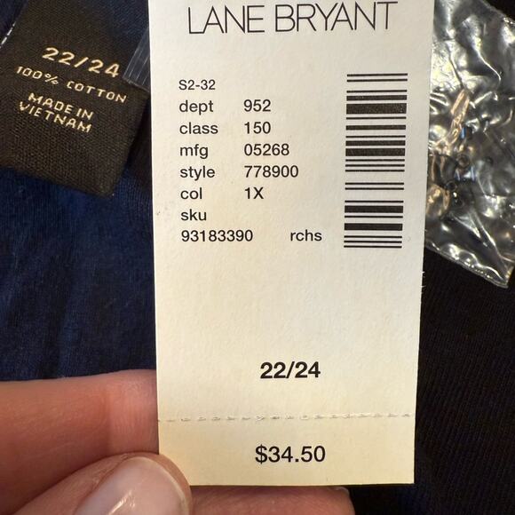 Lane Bryant Venezia Women’s 23/24 Black Jersey 3/4 Sleeve Cotton Sweater NWT - Picture 6 of 8